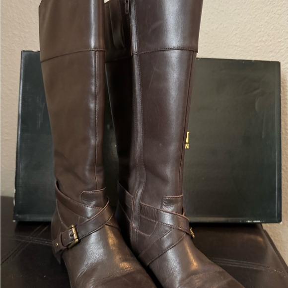 Lauren Ralph Lauren Brown Leather Boots ladies Sz 6 - Picture 2 of 10